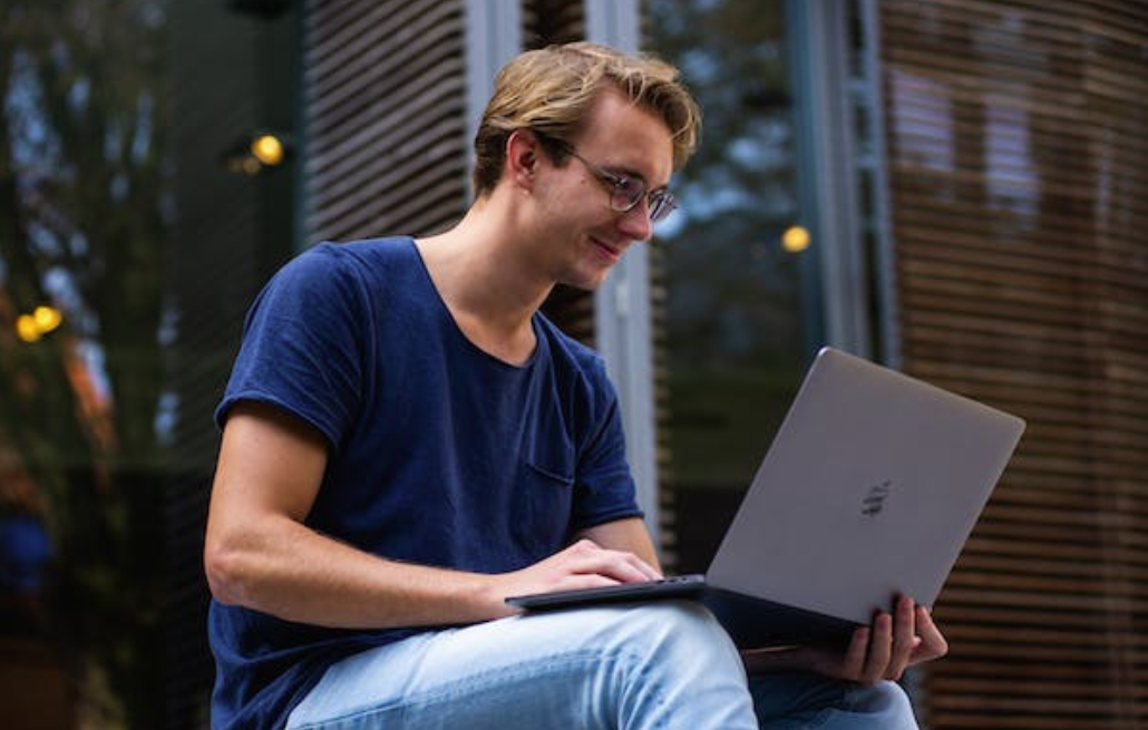 using a laptop